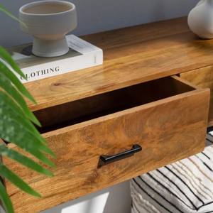 Table console en bois Vandana Sierra Neo avec deux tiroirs, design moderne en bois massif - Product Image 4