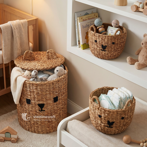 Panier de rangement écologique en jonc de mer, forme lapin, tressé à la main, naturel, multifonctionnel, pour chambre d'enfant et maison - Product Image 6