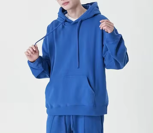 Wholesale Luxury Men's Oversized 350gsm Heavy Fleece <b>Hoodie</b> Custom LOGO No <b>String</b> Solid Pattern Plain Dyed <b>for</b> Autumn - Product Image 3