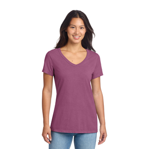 Prix d'usine – T-shirt décontracté à col en V pour femme, en jersey léger, à manches courtes – Fabricant et fournisseur de vêtements à marque privée - Product Image 1