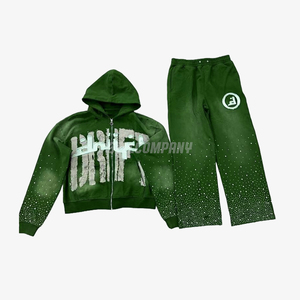 Conjunto de Sudadera con Capucha y Pantalones Deportivos con Pedrería para Hombre, Ropa Urbana Informal - Product Image 1