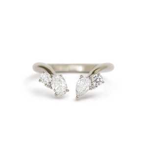 Anillos Abiertos Modernos con Diamantes Cultivados en Laboratorio, Forma de Pera, Redondos y Ovalados, Apilables, con Engaste de Garras, de Lujo, para Uso Diario, en Oro Sólido de 14K y 18K - Product Image 3