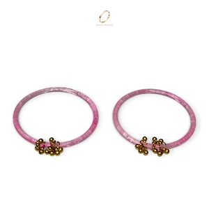 Premium <b>Crystal</b> Clear Kashmiri Baby Pink <b>Jelly</b> Glass Raindrop Bangles Gold Ghungroo Charms for Women's Bridal Wear Wedding - Product Image 2