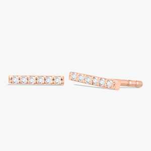 ต่างหูเพชรทรงแท่งขายส่ง ทอง 14k ทรงกลม เจียระไนแบบกลม เพชรเลี้ยงในห้องปฏิบัติการ ขนาดเล็ก ดีไซน์เรียบหรู แนวตั้ง มินิมอล คู่หนึ่ง ของขวัญจากผู้ผลิต - Product Image 3