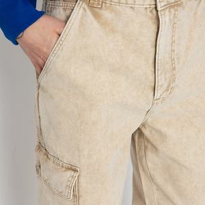 Pantalones cargo de lavado ácido de alta calidad para hombres con utilidad multibolsillo de tela transpirable y opciones de bordado personalizado - Product Image 5