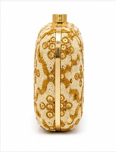 Pochette élégante pour femme avec perles, motif géométrique, broderie dorée, sac à main pour mariage et soirée, sans bandoulière, fermeture à verrou - Product Image 4
