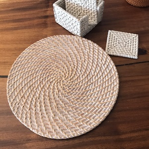 สีขาวล้างหวายหวายรอบ Placemat สำหรับโต๊ะรับประทานอาหารดีลักซ์ - Product Image 2