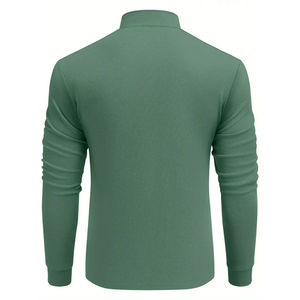 Polo à manches longues sur mesure en mélange coton/polyester, t-shirts polo à manches longues ajustés pour hommes - Product Image 6
