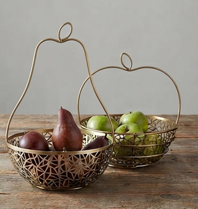 Cesta de frutas de alambre metálico elegante con forma de fruta, diseño geométrico, tazón de almacenamiento para uso en la cocina. - Product Image 4
