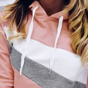 New Arrival Women's Hoodie Plus Size Fashion Color <b>Block</b> Drawstring Autumn Season Embroidered Collar Women's Polyester Cotton - Product Image 5