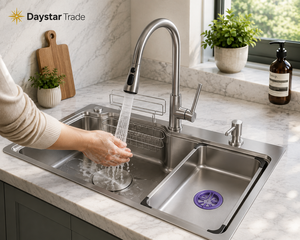 Fregadero de Cocina Rectangular de Acero Inoxidable 304 Moderno Daystar Trade, de un Solo Tazón, para Instalar Bajo Encimera, con Cuatro Orificios y Acabado Cepillado - Product Image 2