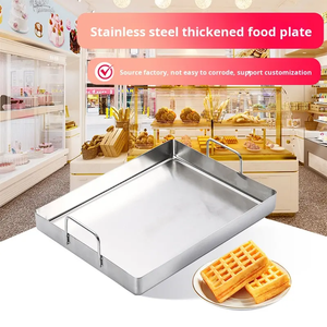 Bandeja Rectangular Metálica para Servir con Asas, Bandeja Profunda de Acero Inoxidable para Alimentos, para Cocina, Restaurante y Catering - Product Image 6