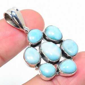 Pendentif en forme de fleur serti de turquoise, argent 925, classique, unisexe, bijoux à porter tous les jours - Product Image 6