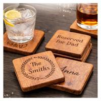 Sous-verre en bois personnalisé avec logo imprimé – Cadeau promotionnel haut de gamme pour café, bureau, restaurant – Collection élégante