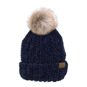 Gorro de Punto Rojo con Pompón de Piel, Unisex, para Invierno, Estilo Casual para Exteriores, Talla Adulto 56-58CM - Product Image 3