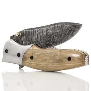 มีดพับเหล็กดามัสกัส Damascus Deal Wholesale รุ่น DD-FK-799 ด้ามไม้มะกอกทำมือ ใบมีดสแตนเลส สำหรับกิจกรรมกลางแจ้ง EDC - Product Image 6