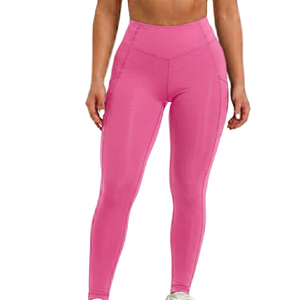 Leggings Deportivos de Cintura Alta Color Rosa, Tejidos, con Bolsillos, Elásticos y Transpirables para Mujer - Product Image 3