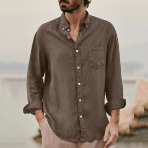 Proveedor de Ropa, Camisa de Vestir Personalizada para Hombre, Cuello con Botones, Blanca, Lisa, Vintage, de Algodón y Lino - Product Image 6