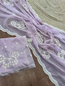 El último diseñador Soft Organza Silk Thread Work Saree de Fab Zone - Product Image 5