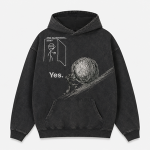Sweat à capuche unisexe imprimé Win All Odds, coupe classique, en molleton bouclette épais 100% coton délavé à l'acide, design graphique streetwear automne - Product Image 3