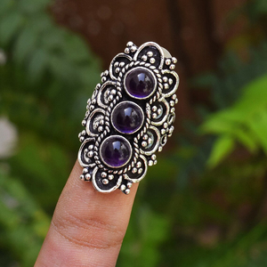 Anillo de Amatista en Plata de Ley 925, Anillo Hecho a Mano con Gema de Amatista, Joyería Boho Celestial Natural - Product Image 2