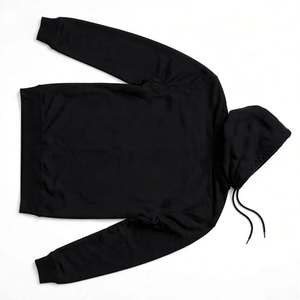 Sweat à capuche noir personnalisé en molleton de coton épais, coupe ample, imprimé graphique géométrique, streetwear, vêtement décontracté - Product Image 3