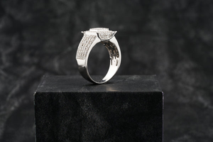 Anillo de Lujo para Hombre, Oro Blanco Sólido de 14K, Estilo Hip Hop, con Incrustaciones Completas de Diamantes, Alfabeto Redondeado, Diamantes Cultivados en Laboratorio, VVS, Clásico, para Boda - Product Image 6
