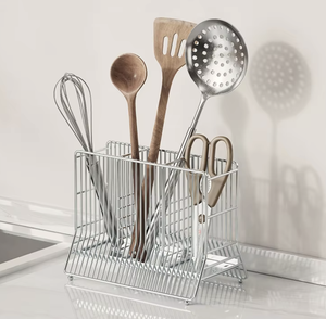 Portautensilios de Cocina de Acero Inoxidable con Bandeja, Organizador Multifuncional, Soporte de Encimera, Diseño Minimalista - Product Image 2