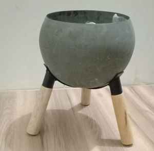 Juego de Macetas de Cerámica con Soporte de Madera, Modernas y Minimalistas, Decorativas para Interiores, Ecológicas, Hechas a Mano (Gris Beige 2) - Product Image 3