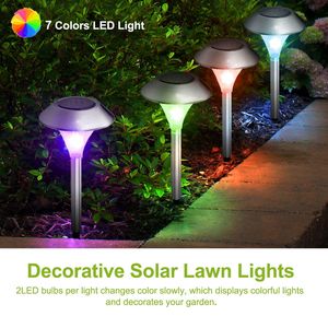 Set di 4 Luci Solari da Giardino IP44 Impermeabili, Lampade Paesaggistiche Cambia Colore per Illuminazione Sentieri - Product Image 5