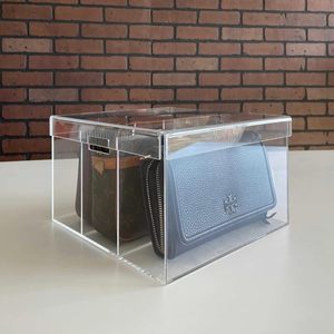 Sac à main en acrylique transparent et boîte de présentation de portefeuille Solution de stockage élégante moderne présentant la fonctionnalité de Style d'accessoires d'organisation - Product Image 1