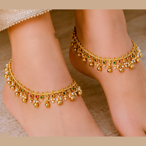 JewelEMarket – Bracelet de cheville exquis pour femme en alliage de zinc plaqué or avec pierres Pota, design Payal, pierres étincelantes pour une touche ethnique classique - Product Image 1