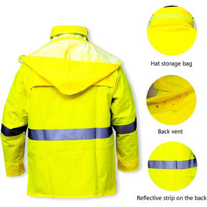 Traje de Lluvia de Alta Visibilidad, Equipo de Seguridad, Chaqueta Impermeable con Forro de Poliéster Oxford y PU, Pantalones de Alta Visibilidad en Amarillo y Negro - Product Image 3