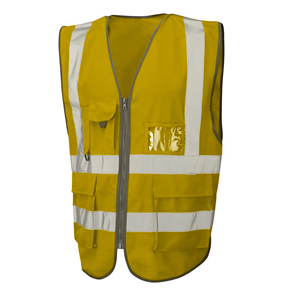 Chaleco de Seguridad Reflectante de Alta Visibilidad Unisex, Ropa de Trabajo de Poliéster Roja con Bolsillos y Cierre de Cremallera - Product Image 5