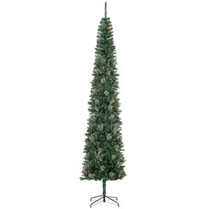 Albero di Natale Verde a Forma di Matita da 120 cm con Pigne Realistiche e Base in Metallo, Albero Natalizio Sottile da 180 cm - Product Image 1