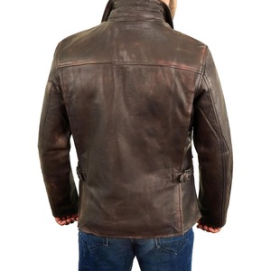 Veste en cuir véritable sur mesure de qualité supérieure RELEVO INDUSTRY, fermeture éclair sur le devant, logo, design moto, veste d'hiver de luxe pour homme - Product Image 5