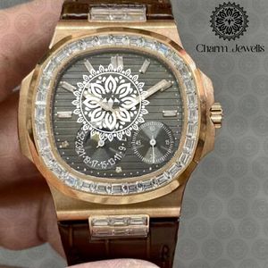 Charm Jewells Men's Luxury Stainless Steel Vintage Analog Watch 40mm Mechanical <b>Chronograph</b> Sapphire Crystal Leather Band - Product Image 1