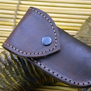 Couteau pliant en acier Damas, lame à pointe tombante, manche en ivoire, pour camping et usage extérieur, ouverture par bouton de pouce - Product Image 3