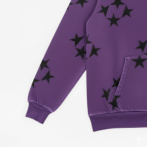 Sweat à capuche zippé imprimé étoiles violettes de haute qualité pour homme, en molleton décontracté, coupe classique, style automne, à prix réduits - Product Image 4