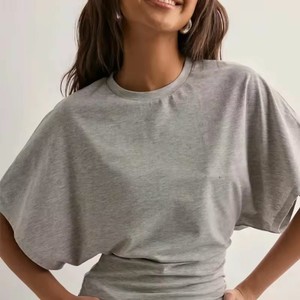 100% Cotton Jersey Loose Fit Women's White Cap Sleeve Crop Top Crew Neck Casual Spring Summer Solid Color T-Shirt OEM Service - Product Image 3