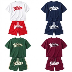 Ensemble de sport en jersey de coton doux pour hommes, t-shirt et short, idéal pour l'entraînement physique, la course à pied, les séances d'entraînement et les tenues décontractées en extérieur. - Product Image 4
