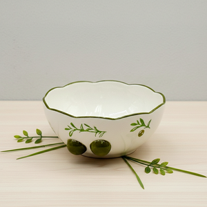 Tazón para Ensalada de Primera Calidad 3460988D-15 con Estampado de Rama de Olivo y Frutas, Porcelana Fina - Product Image 1