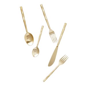 Ensemble de couverts en or de haute qualité avec manche martelé unique, en acier inoxydable, vaisselle occidentale, fourchette, cuillère, couteau - Product Image 1