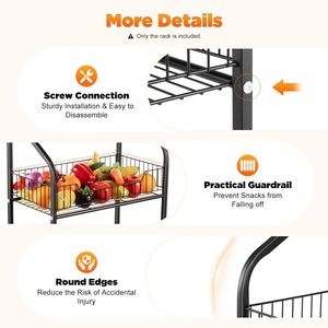Estante Metálico Multiusos de 4 Niveles con Ruedas y Panel para Colgar, para Tiendas Minoristas y Almacenamiento en el Hogar - Product Image 1