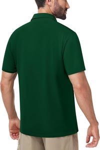 Polo Oxford à manches courtes vert uni pour homme, respirant, décontracté - Product Image 2