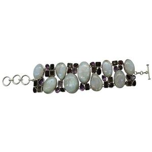 Bracelet géométrique tendance en argent 925 avec cristaux et strass multi-pierres pour femme Art Palace - Idéal pour mariage - Style hindou - Product Image 2
