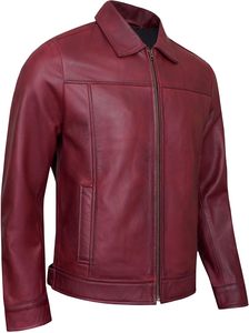 Nouvelle veste en cuir véritable légère pour homme, coupe classique avec col montant, manteau d'hiver tendance avec logo frontal - Product Image 4