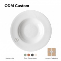 Assiettes en porcelaine blanches brillantes style anglais, vaisselle en céramique classique pour pâtes, pour usage en restaurant, logo personnalisé OEM ODM