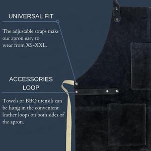 Delantal de herramientas de cuero azul medianoche para hombres y mujeres ajustable hasta XXL con bolsillos estilo de cintura precios al por mayor para trabajo de parrilla - Product Image 4