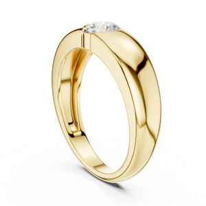 Yellow Gold Round Lab Grown <b>Diamond</b> Bezel Set Solitaire <b>Ring</b> for Women Wedding Engagement Fine Jewelry - Product Image 3